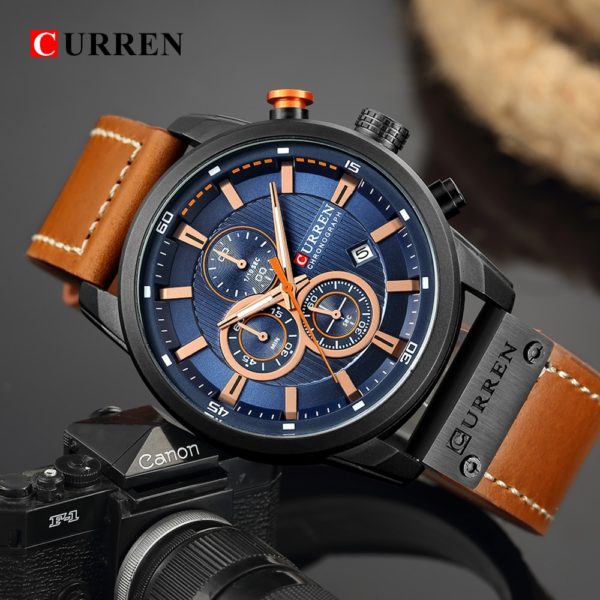 Top Brand Luxury CURREN Fashion Leather Strap Quartz Men Watches Casual Date Business Male Wristwatches Clock 5