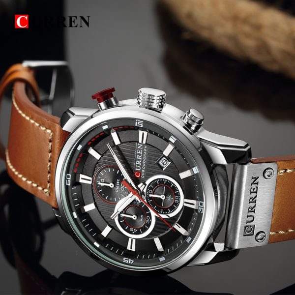 Top Brand Luxury CURREN Fashion Leather Strap Quartz Men Watches Casual Date Business Male Wristwatches Clock 9