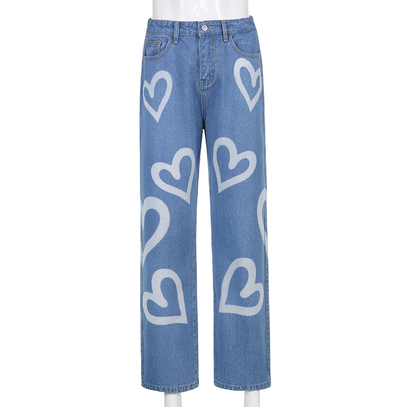 heart printed jeans