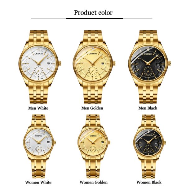 Gold Women Men Watch For Lover's Fashion Accessories - Image 2