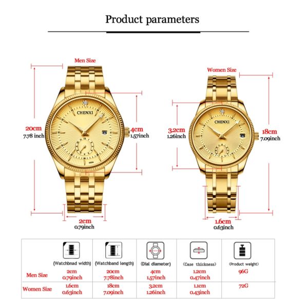 CHENXI Gold Wrist Watch Men Watches Lady Top Brand Luxury Quartz Wristwatch For Lover s Fashion 2