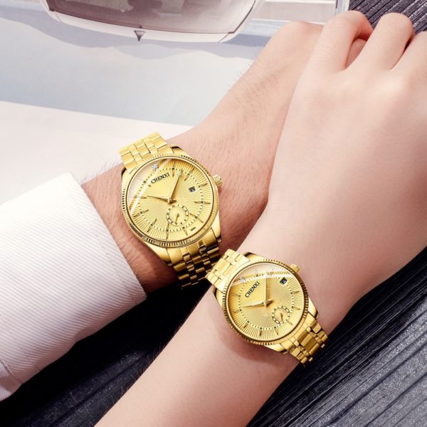 Gold Women Men Watch For Lover's Fashion Accessories - Image 4