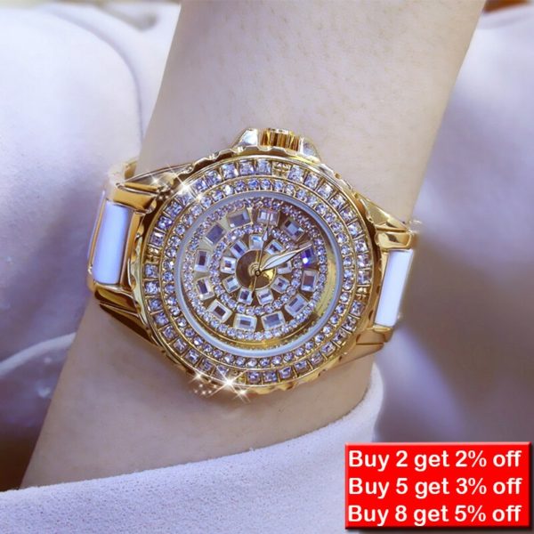 Diamond Watches Women 2021 Famous Brand Fashion Ceramic Women Wrist Watches Ladies Stainless Steel Female Clock 1