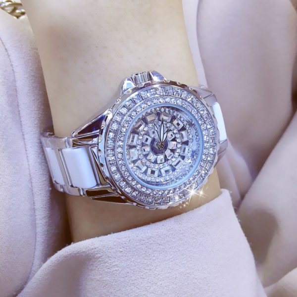 Diamond Watches Women 2021 Famous Brand Fashion Ceramic Women Wrist Watches Ladies Stainless Steel Female Clock 2