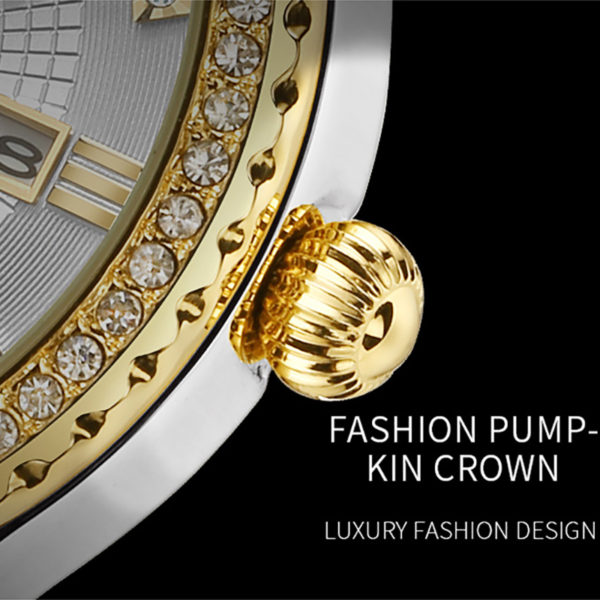 WWOOR 2021 Top Brand Couple Watch Men and Women Fashion Luxury Diamond Stainless Gold Quartz Pair 3