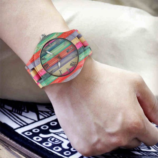 Bamboo Wooden Wristwatch Natural Multi-Colored Bracelet Lovers Watch Series - Image 3