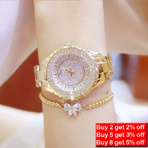 Women Watches Gold Luxury Brand Diamond Quartz Ladies Wrist Watches Stainless steel Clock Female Watch relogio 1