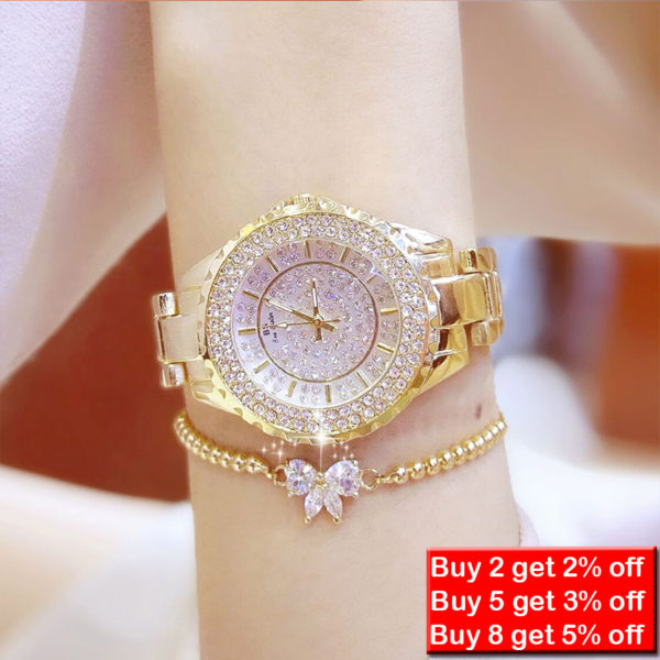 Ladies Diamond Watch Stainless Steel Clock Best Female Watches - Image 2