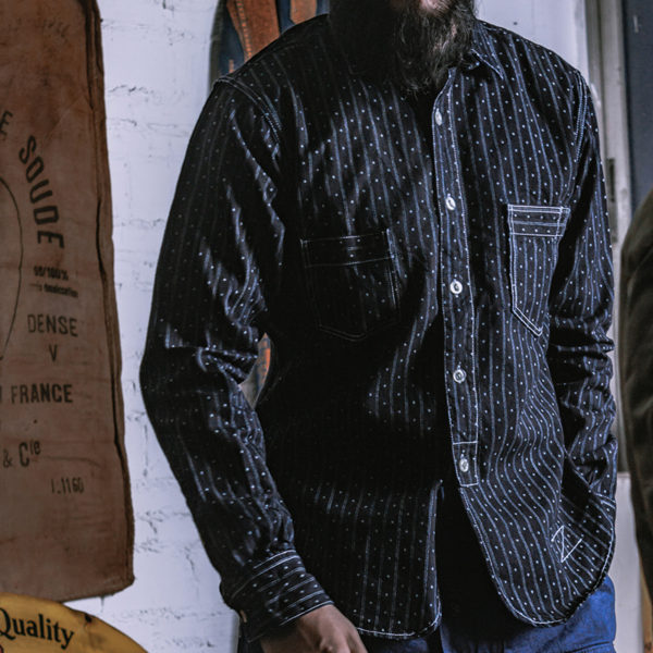 10oz Men's Railroad Wabash Stripe Selvedge Denim Shirt - Image 2