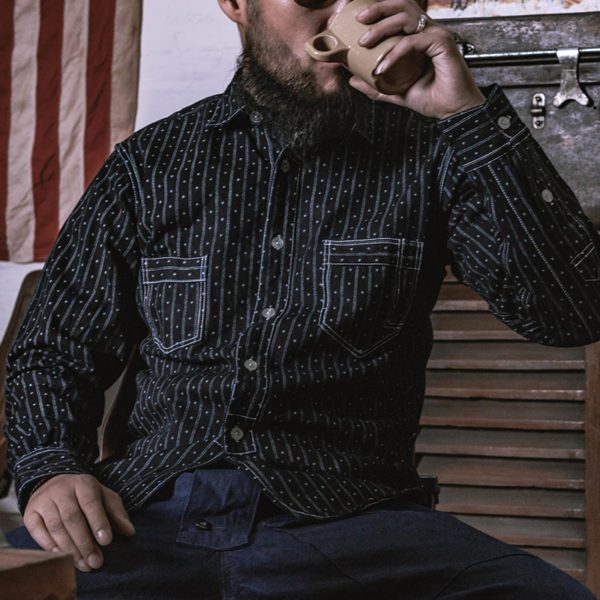 10oz Men's Railroad Wabash Stripe Selvedge Denim Shirt - Image 3