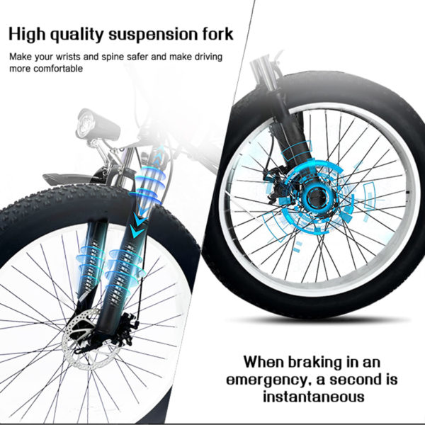 48V1000W Electric Foldable Bike 26*4.0 Rear Shock Ebike - Image 4