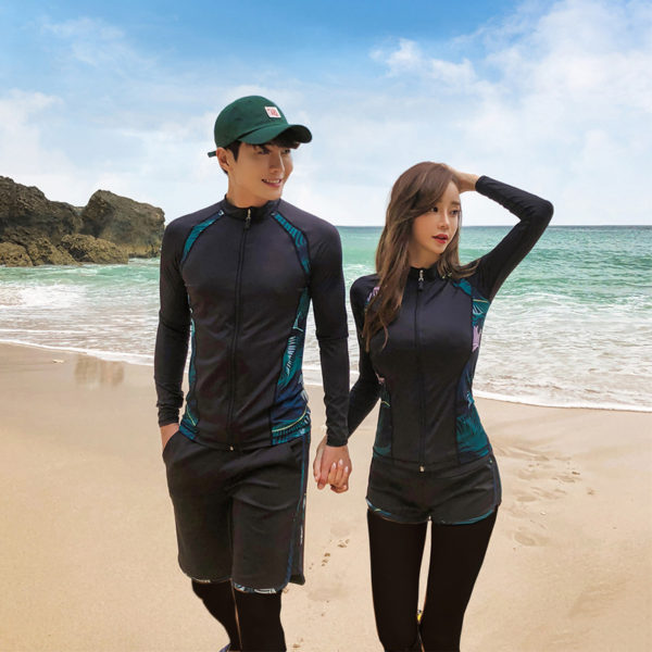 Matching Swimsuits For Couples Zipper Style Lovers Soft Swimsuit - Image 2