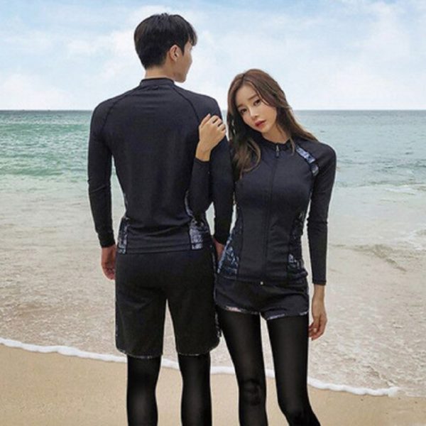 Matching Swimsuits For Couples Zipper Style Lovers Soft Swimsuit - Image 3