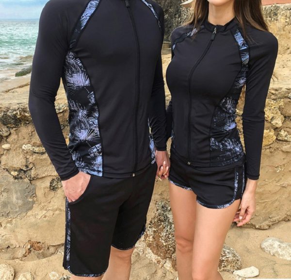 Couples Split Wetsuit Diving Suit Long Sleeves Long Trousers Surf Suit Sunscreen Zipper Style Lovers Soft 3
