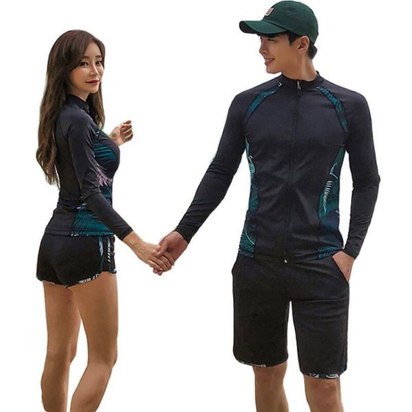 Couples Split Wetsuit Diving Suit Long Sleeves Long Trousers Surf Suit Sunscreen Zipper Style Lovers Soft 4