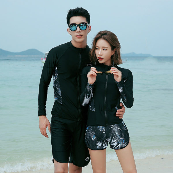 Long Sleeve Bathing Suit Women Men Holiday Seaside SwimWear - Image 4
