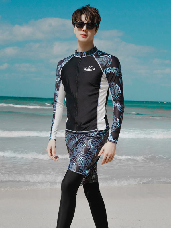 Long sleeve Lovers Swimwear swimsuit Rash Guard Wetsuit surfing Suit beachwear Tankinis with Boys Short 5