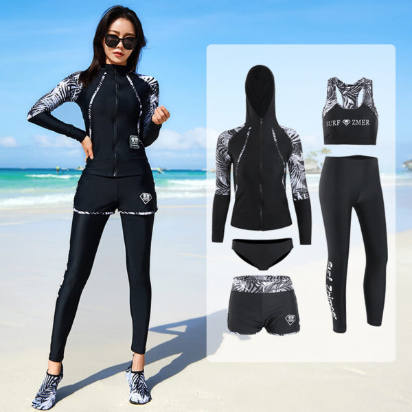 Women's 5pcs Men 3pcs Swimsuit Sets Hoodie Shirt Pants - Image 4