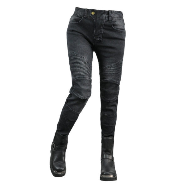 Ladies Motorcycle Jeans Blue Riding High Waist Jeans - Image 2