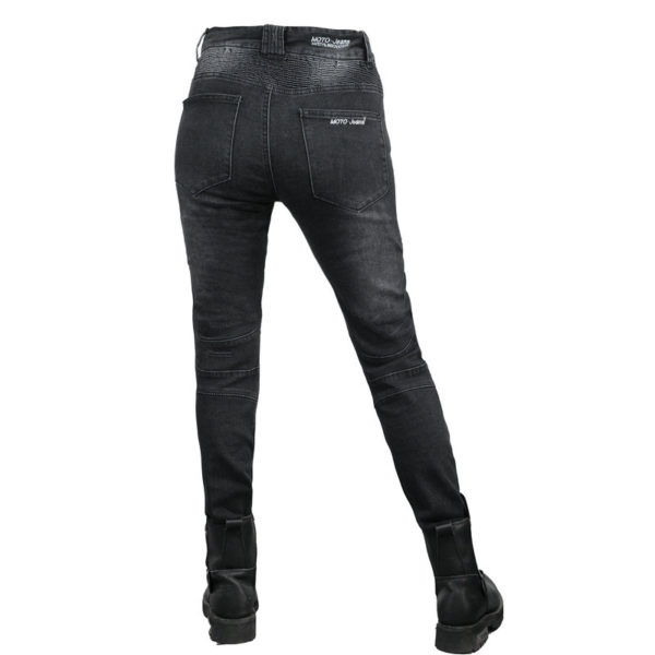 Ladies Motorcycle Jeans Blue Riding High Waist Jeans - Image 3
