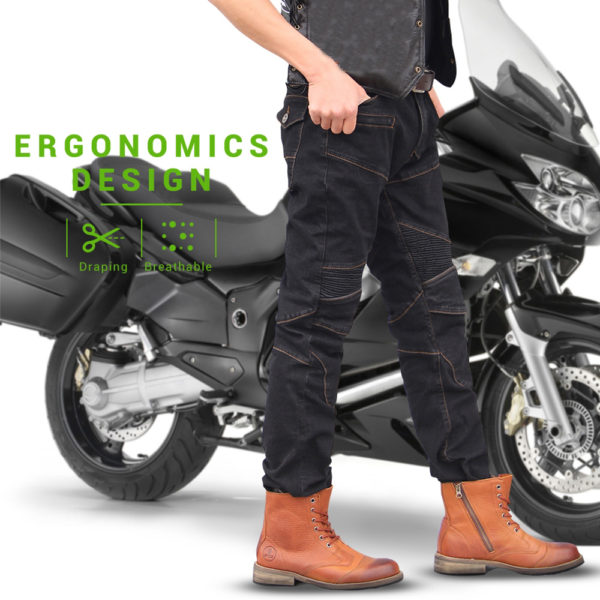 Black Motorbike Jeans With CE Protective Gear Motorbike Protective Pants - Image 2