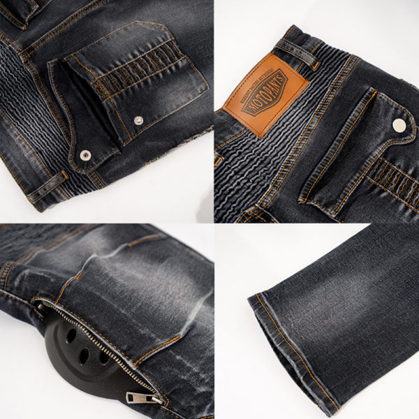Black Motorbike Jeans With CE Protective Gear Motorbike Protective Pants - Image 3