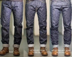 unsanforized unwashed denim jeans