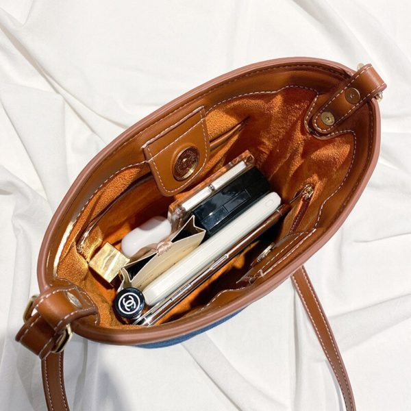 Luxury Denim Bag Canvas Bucket Bag Female Small Denim Handbag New Design Women's Shoulder Bag EW1620 - Image 2