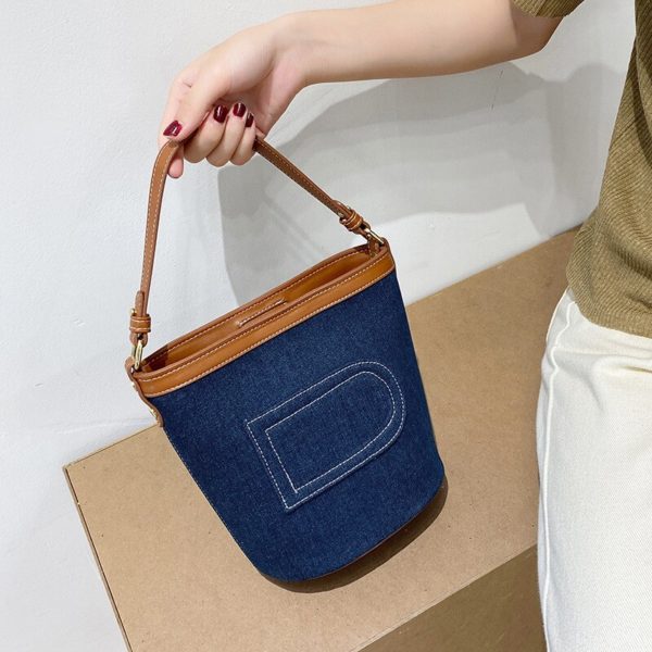 Luxury Denim Bag Canvas Bucket Bag Female Small Denim Handbag New Design Women's Shoulder Bag EW1620 - Image 3