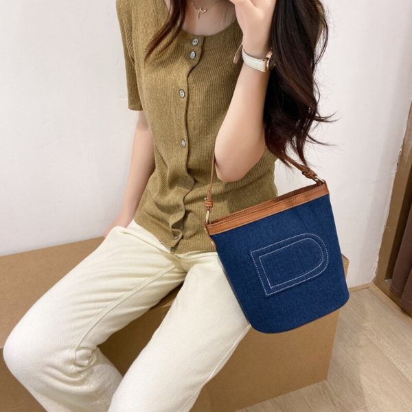 Luxury Denim Bag Canvas Bucket Bag Female Small Denim Handbag New Design Women's Shoulder Bag EW1620 - Image 4