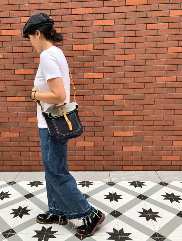 Heavy Red Selvedge Denim Bag Japanese Oblique Cross Jeans Bag For Men And Women Bucket Bag EW2009 - Image 3