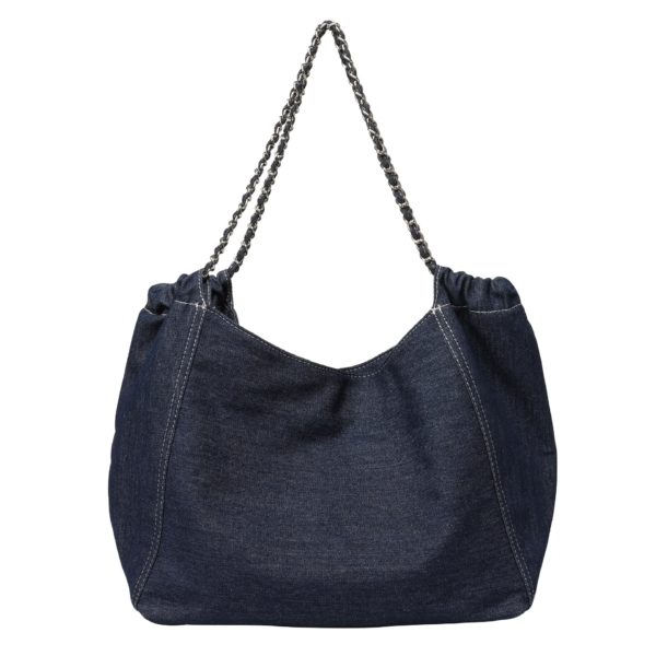Leisure Literary Canvas Bag Ins Western Denim Chain Bag Retro Blue Black Jean Shoulder Bag Women 1