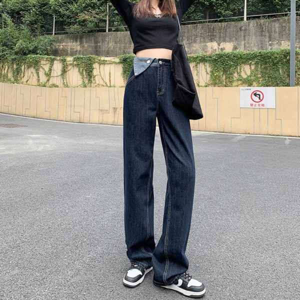 2022 Winter Straight Jeans For Women New Design Wide Leg Jeans Pants Loose Vintage Jeans All 2