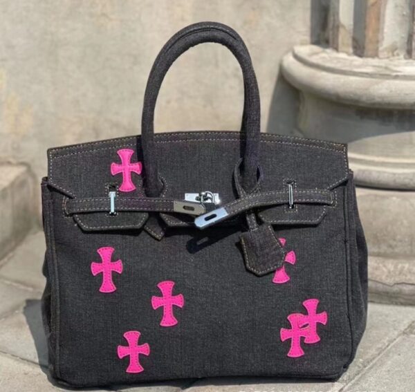 Crucifix Denim Shoulder Bag Large Capacity Jeans Handbag New Men Women Denim Bags Online EW6441331 - Image 3