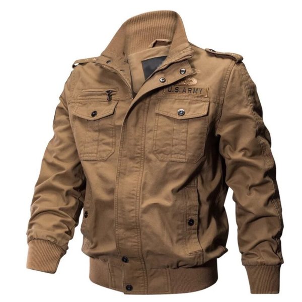6XL Mens Khaki Denim Jacket Fleece Lined Uniform Archon Special Forces Pilot's Coat World War II Army Fan Tactical Cowboy Jacket - Image 2