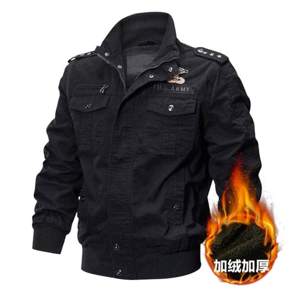 6XL Mens Khaki Denim Jacket Fleece Lined Uniform Archon Special Forces Pilot's Coat World War II Army Fan Tactical Cowboy Jacket - Image 3
