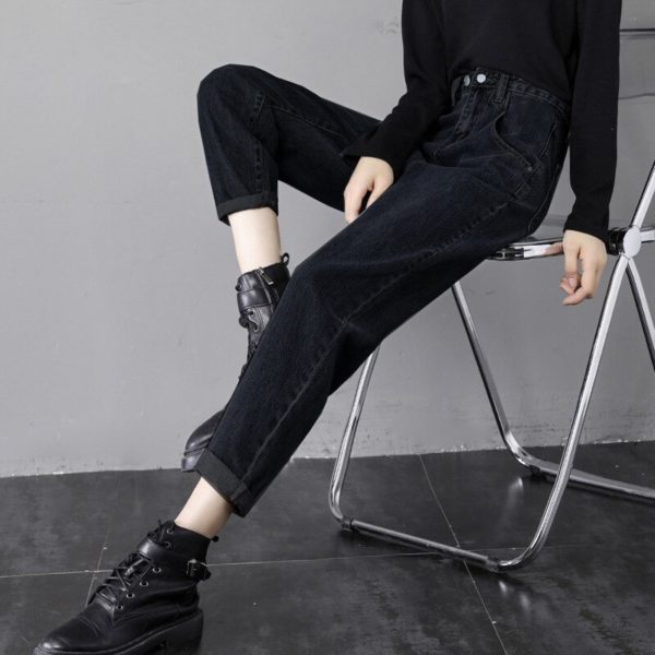 Autumn Winter Jeans Pants Korea America Long Jeans Black Gray Denim Harem Jeans Women s High 1