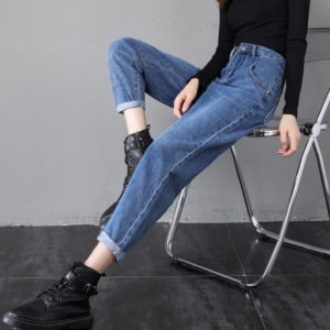 Long Jeans Black Gray Denim Harem Jeans