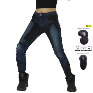 Biker Pants Womens Breathable Denim Motorcycle Trousers