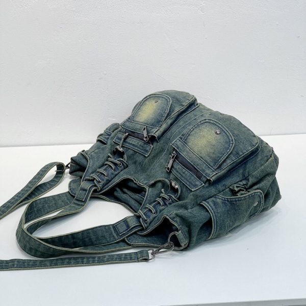Casual Denim Bag Luxury Women's Bags On Offer Free Shipping Vintage Female Jean Bag Weave Tape Creative Denim Shoulder Bag - Image 4