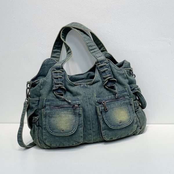 Casual Denim Bag Luxury Women's Bags On Offer Free Shipping Vintage Female Jean Bag Weave Tape Creative Denim Shoulder Bag - Image 5