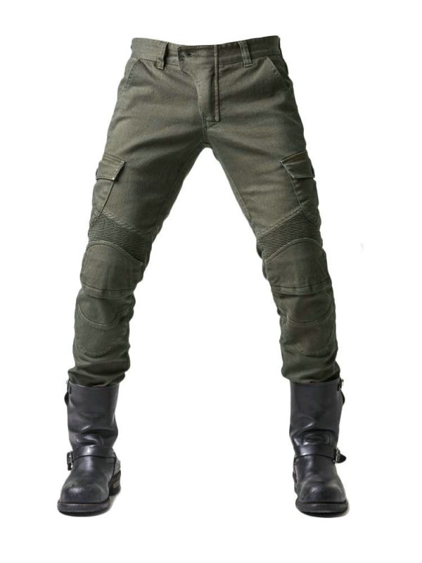 Genuine Riding Jeans Men's Summer Motorcycle Anti-fall Rider Equipment Four Seasons Stretch Denim Army Green Pants EWJES-26 - Image 2