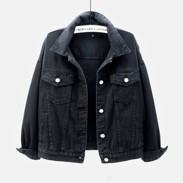 Loose Women's Jeans Jacket Spring Autumn Plus Size Cowboy Coat Short Pink Lady Denim Top Casual Black White Purple New Outwears - Image 3