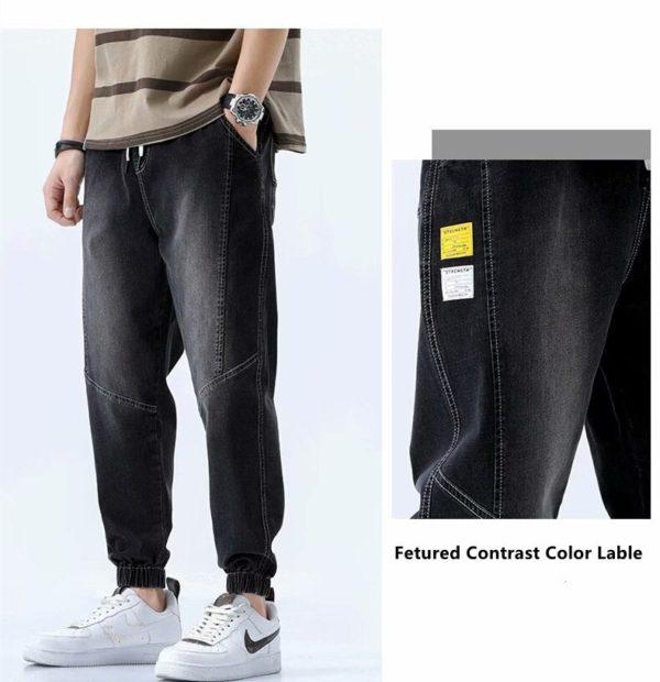 Streetwear Fashion Men Jeans Harem Pants Casual Slim Fit Denim Trousers Copped Cowboy Outwear 2