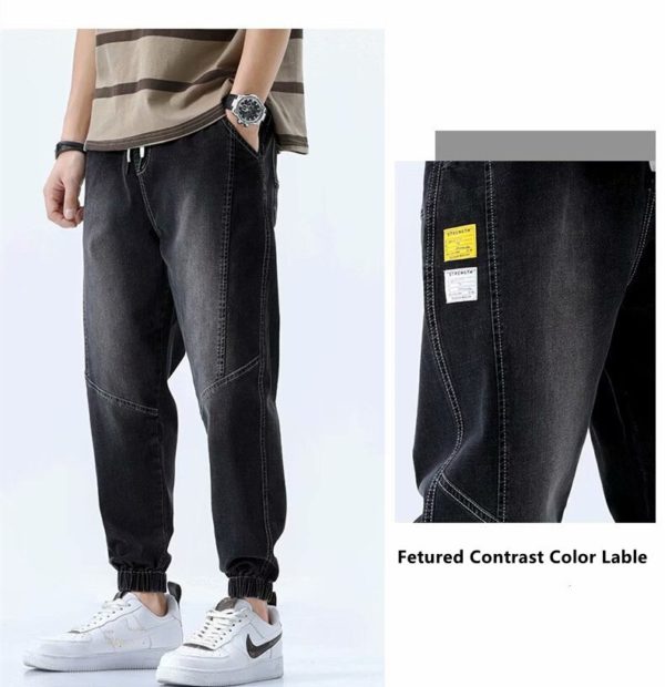 Streetwear Fashion Men Jeans Harem Pants Casual Slim Fit Denim Trousers Copped Cowboy Outwear - Image 3