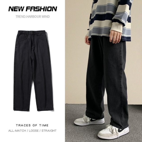 Winter Wide Leg Jeans Streetwear Baggy Jeans Men Korean Jean Pants Fashion Loose Denim Jeans Men Brand Clothing Black Light Blue - Image 2