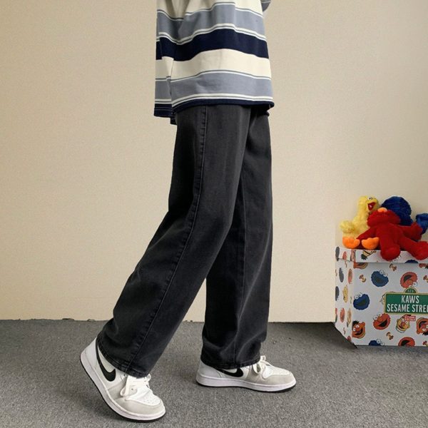 Winter Wide Leg Jeans Streetwear Baggy Jeans Men Korean Jean Pants Fashion Loose Denim Jeans Men Brand Clothing Black Light Blue - Image 3