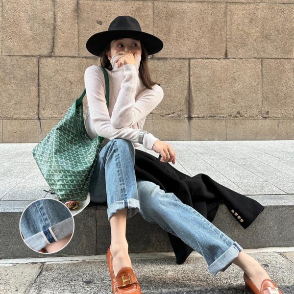 Womens Selvedge Jeans 14.5oz Selvedge Straight Jeans Ladies Denim Pants Autumn Winter Trousers - Image 2