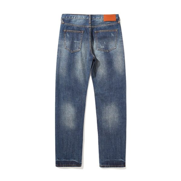 2022 New Fashion Distressed Straight Leg Jeans Hole Loose Trend Men's Selvage Jeans EW2208164 - Image 5