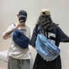 New Design Couple Denim Crossbody Bag Large Capacity Blue Jean Shoulder Bag Mens And Womens Ins Fashion Denim Waist Bag - Image 2